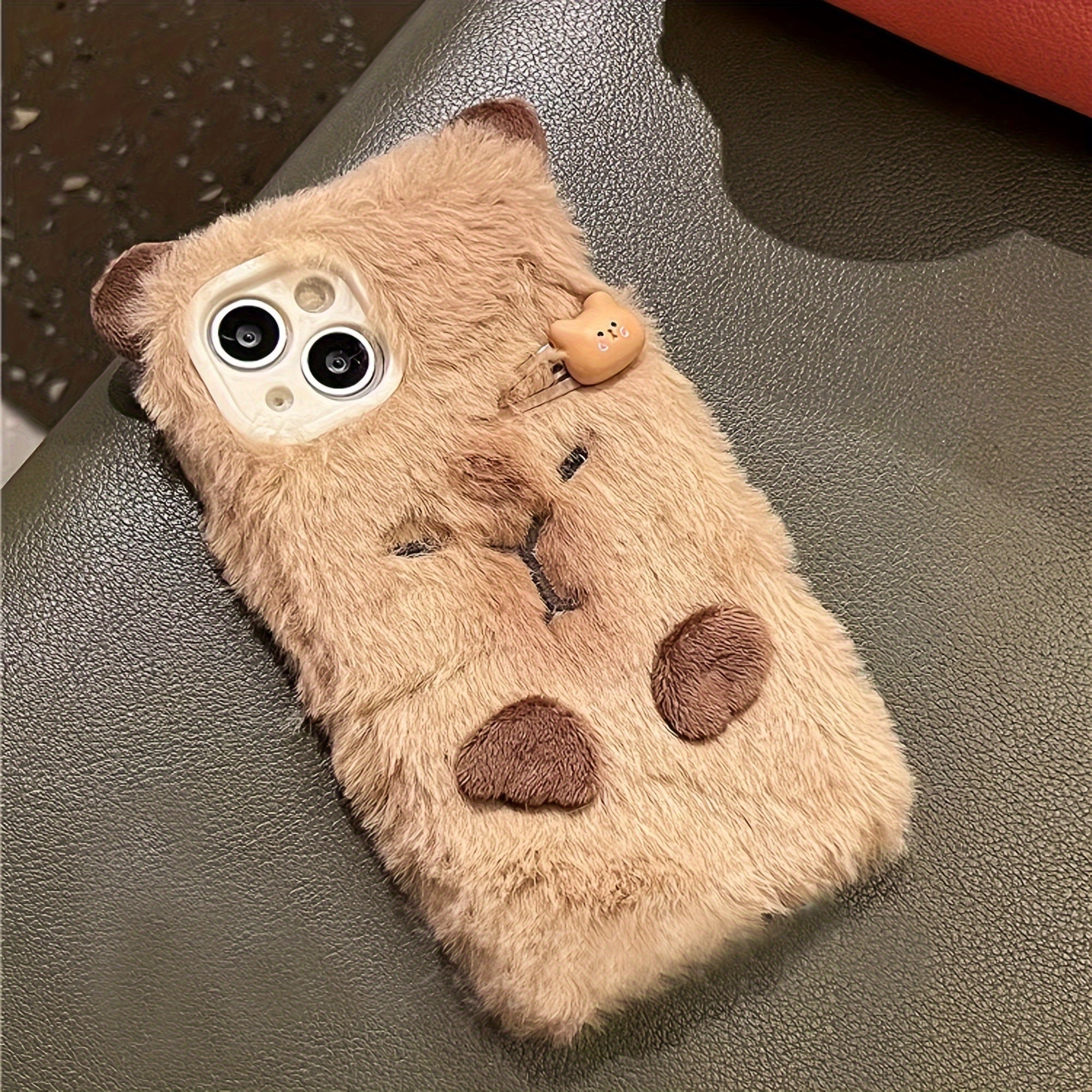 Plush Cute Brown Hairpin Capybara Mobile Phone Case Suitable for Iphone14Promax/Iphone14Pro/Iphone14 Mobile Phone Case Iphone15Promax/Iphone15Pro/Iphone15 New Iphone13Promax Anti-Fall 13Pro Fashion 11 Women'S 12 Simple Niche